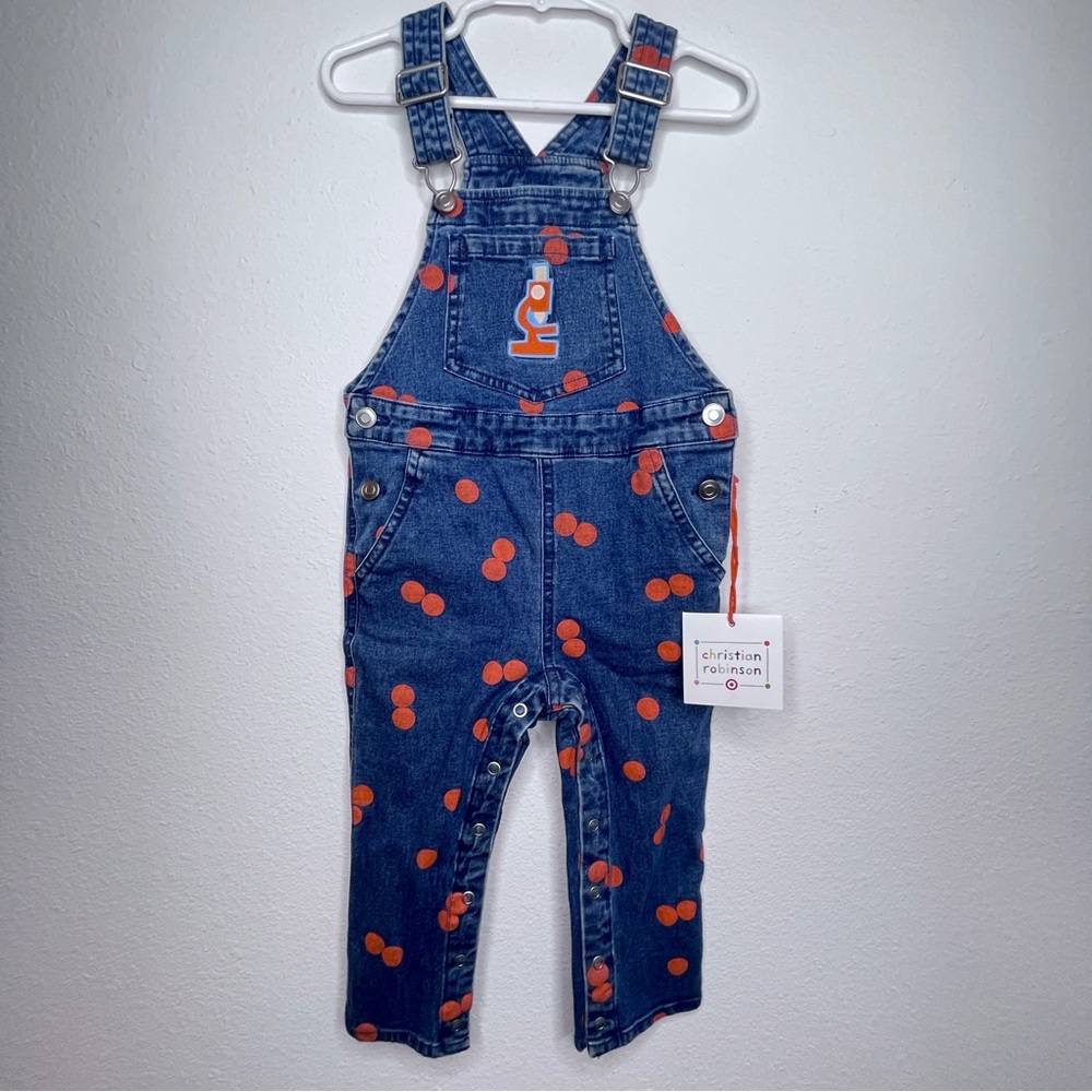 christian robinson telescope dot new denim overalls